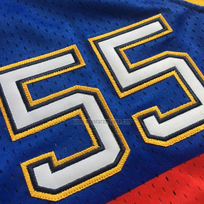 Camiseta Denver Nuggets Dikembe Mutombo NO 55 Hardwood Classics Throwback Azul